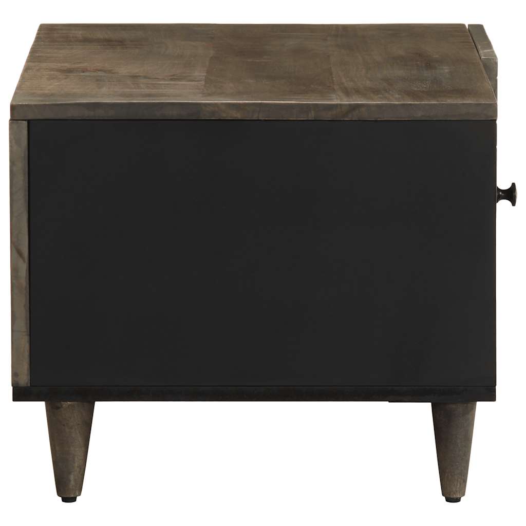 Mesa De Centro De Madera Maciza De Mango Gris Claro 80X50X40 Cm