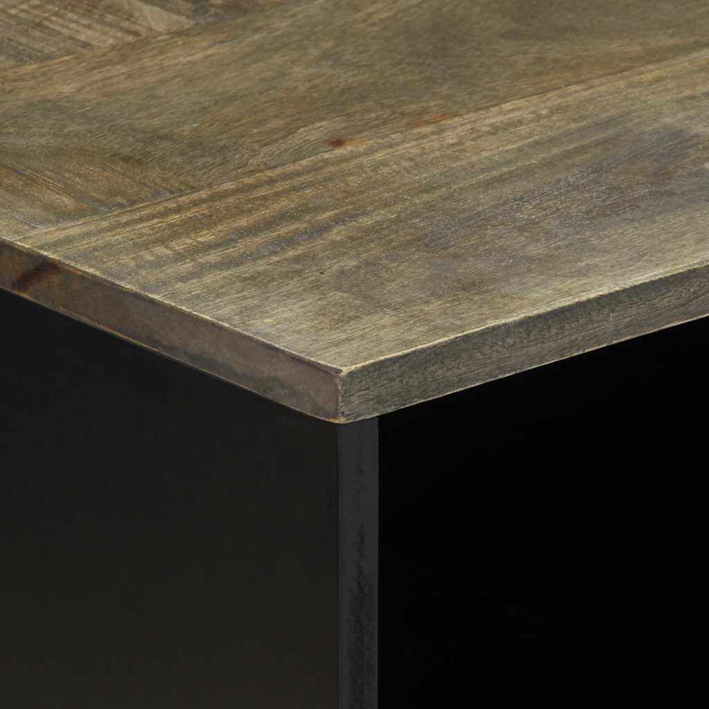 Mesa De Centro De Madera Maciza De Mango Gris Claro 80X50X40 Cm