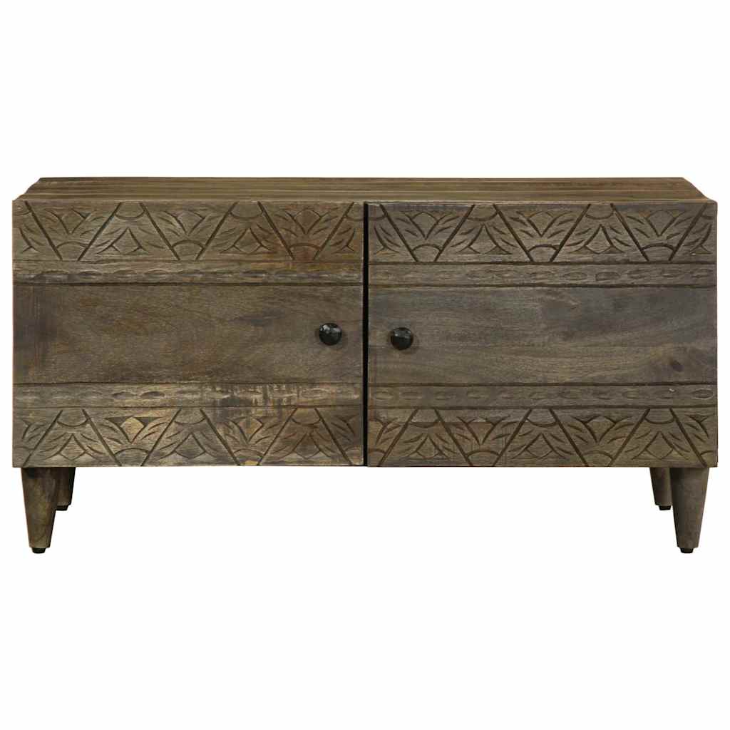 Mesa De Centro De Madera Maciza De Mango Gris Claro 80X50X40 Cm
