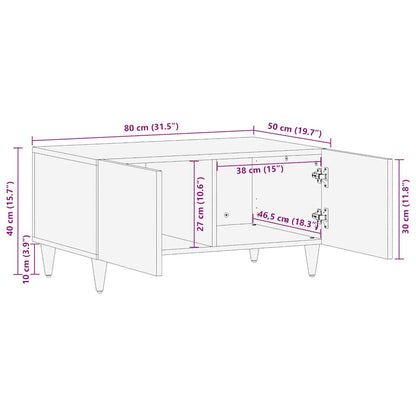 Mesa De Centro De Madera Maciza De Mango Gris Claro 80X50X40 Cm