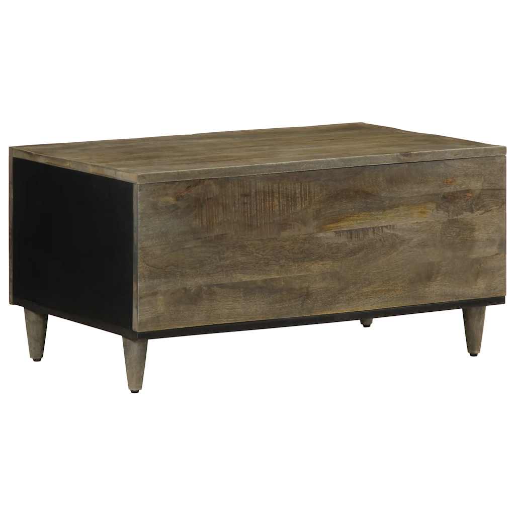 Mesa De Centro De Madera Maciza De Mango Gris Claro 80X50X40 Cm