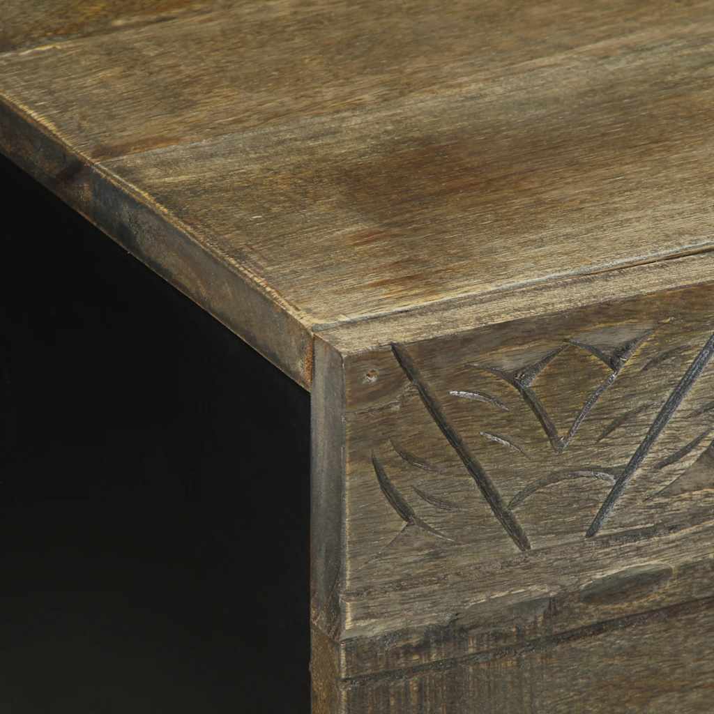 Mesa De Centro De Madera Maciza De Mango Gris Claro 80X50X40 Cm