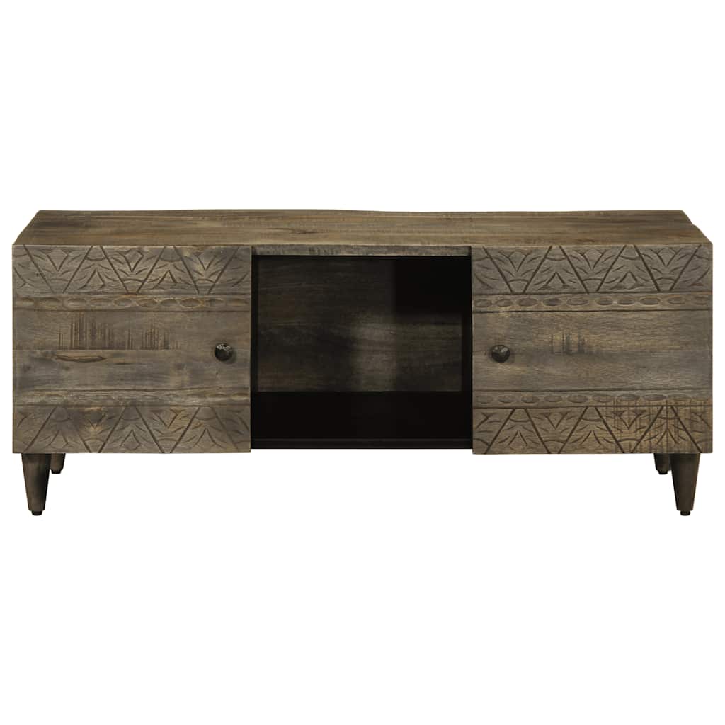 Mesa De Centro Madera Maciza De Mango Gris Claro 100X54X40 Cm