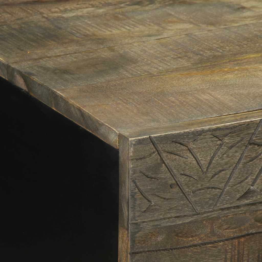Mesa De Centro Madera Maciza De Mango Gris Claro 100X54X40 Cm