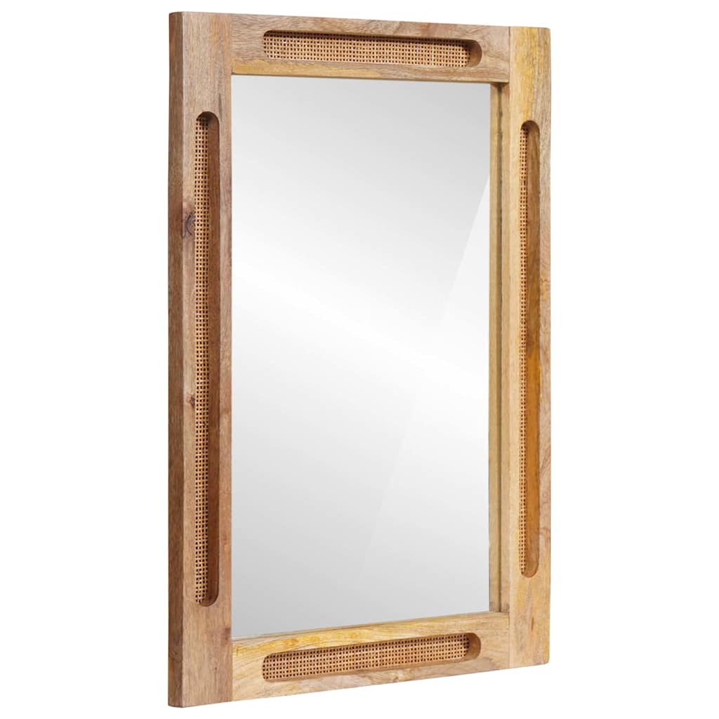 Espejo De Baño Marrón 50 X 2,5 X 70 Cm Madera De Mango Maciza