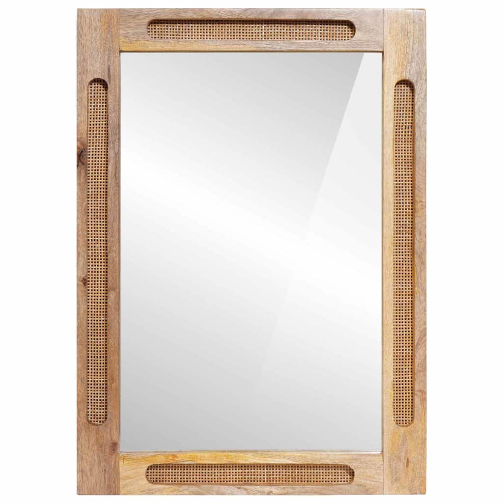 Espejo De Baño Marrón 50 X 2,5 X 70 Cm Madera De Mango Maciza