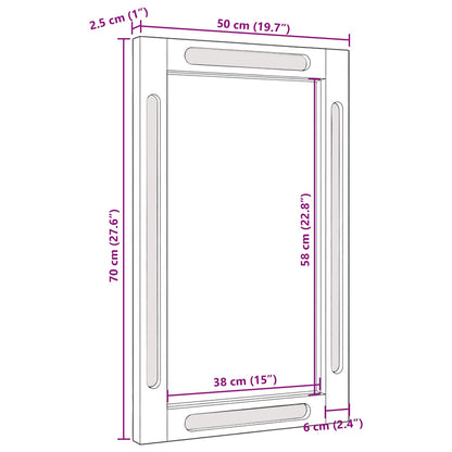 Espejo De Baño Marrón 50 X 2,5 X 70 Cm Madera De Mango Maciza