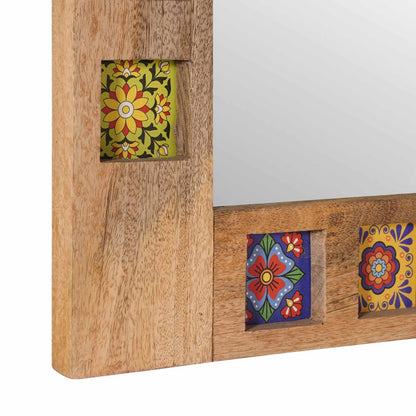 Espejo De Baño 50 X 70 X 3 Cm Madera De Mango Maciza