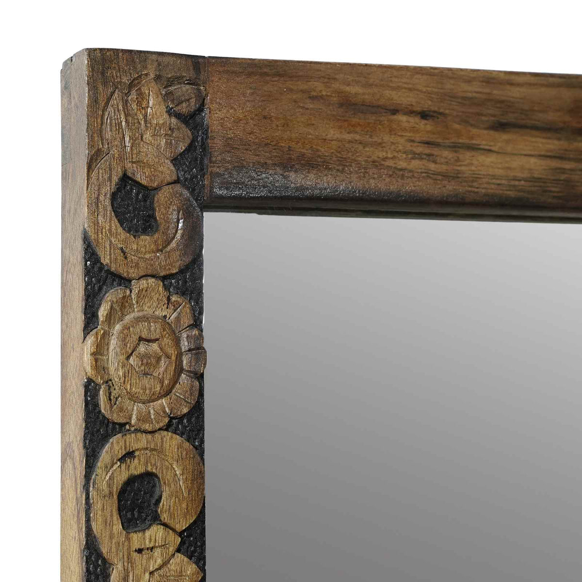 Espejo De Pared Madera De Nogal Marrón 70 X 50 Cm Rectangular