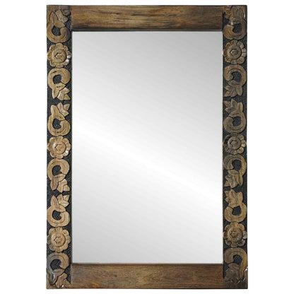 Espejo De Pared Madera De Nogal Marrón 70 X 50 Cm Rectangular