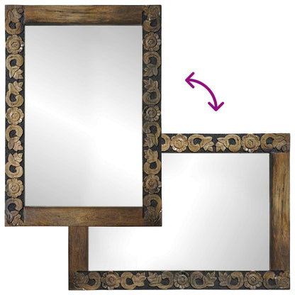 Espejo De Pared Madera De Nogal Marrón 70 X 50 Cm Rectangular