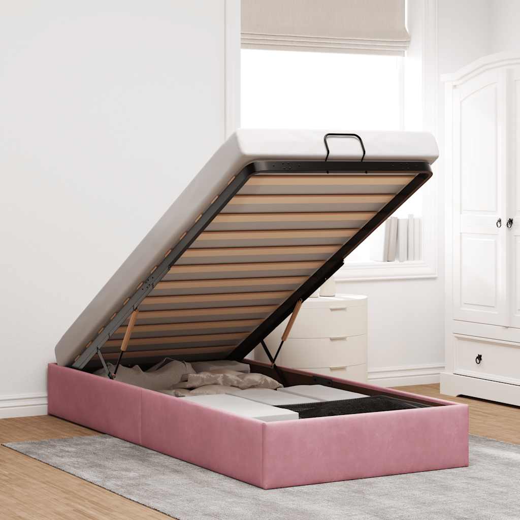 Estructura De Cama Otomana Sin Colchón Terciopelo