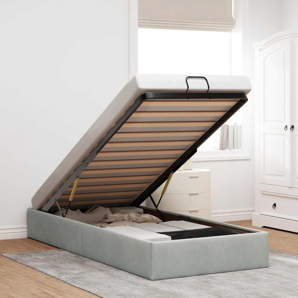 Estructura De Cama Otomana Sin Colchón Terciopelo