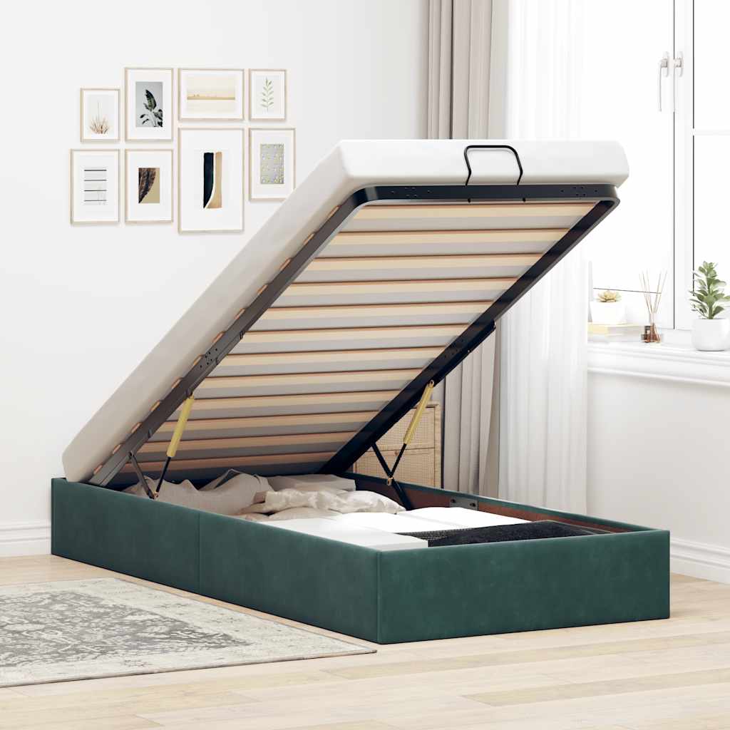 Estructura De Cama Otomana Sin Colchón Terciopelo