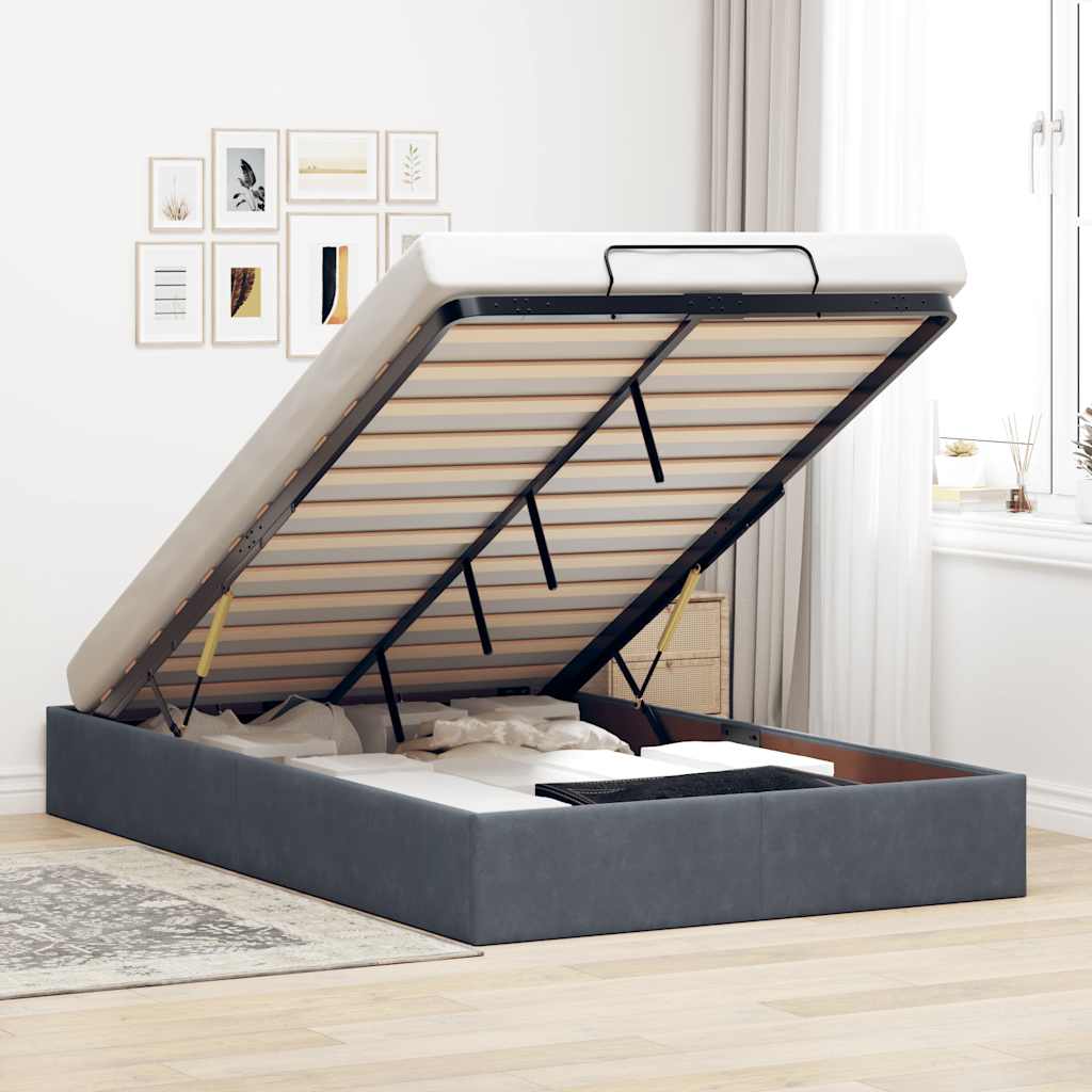 Estructura De Cama Otomana Sin Colchón Terciopelo