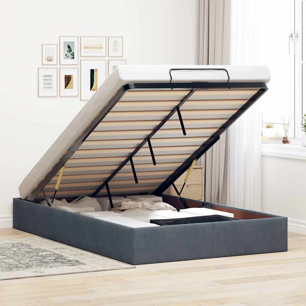 Estructura De Cama Otomana Sin Colchón Terciopelo