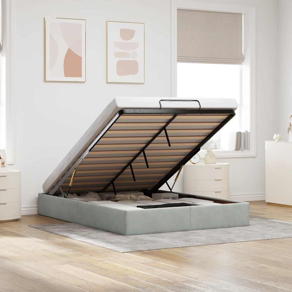 Estructura De Cama Otomana Sin Colchón Terciopelo