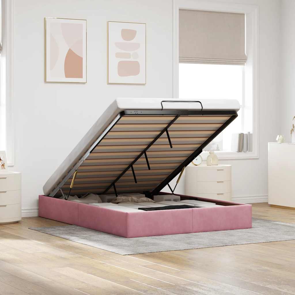 Estructura De Cama Otomana Sin Colchón Terciopelo
