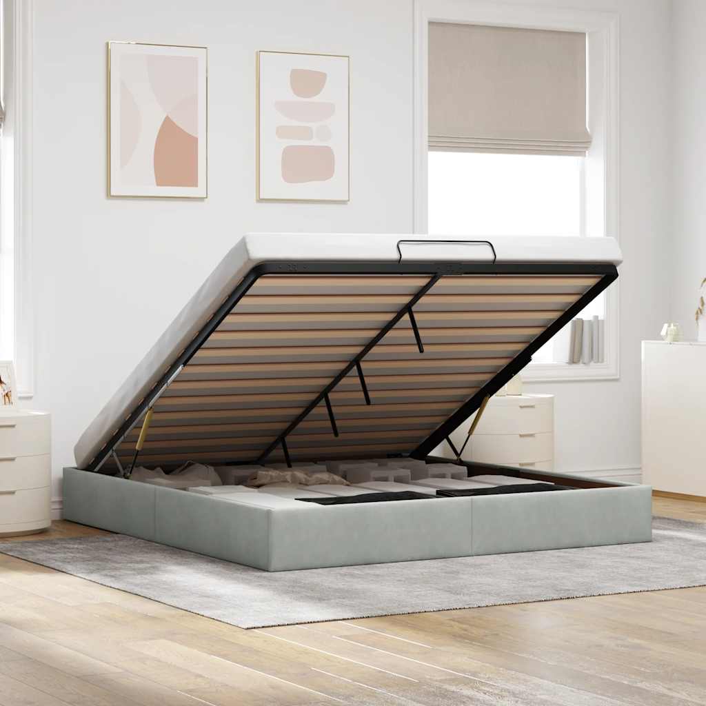Estructura De Cama Otomana Sin Colchón Terciopelo
