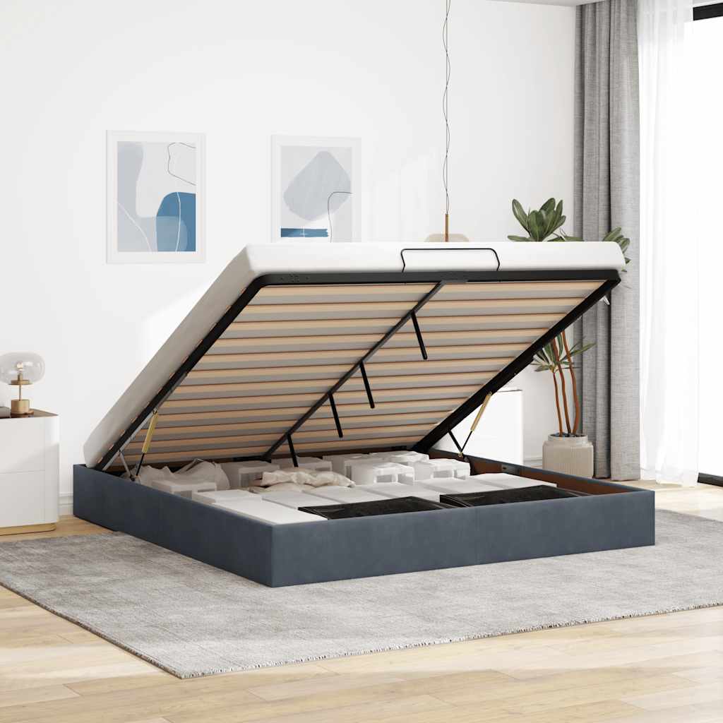 Estructura De Cama Otomana Sin Colchón Terciopelo