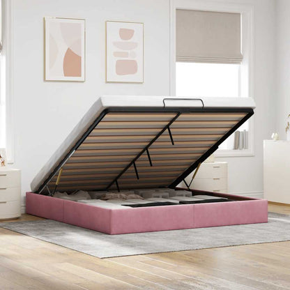 Estructura De Cama Otomana Sin Colchón Terciopelo