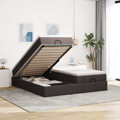 Estructura De Cama Otomana Colchones Tela Gris Pardo