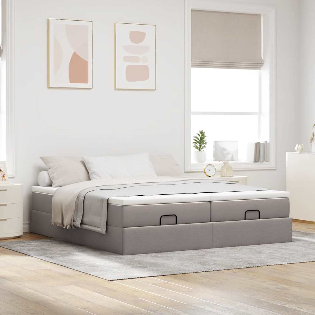 Estructura De Cama Otomana Colchones Tela Gris Pardo