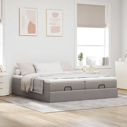 Estructura De Cama Otomana Colchones Tela Gris Pardo