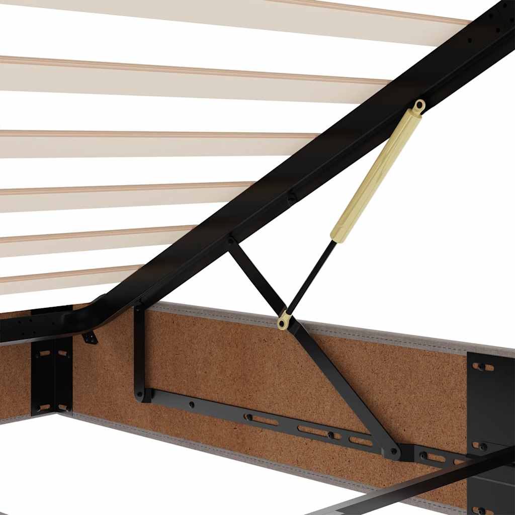 Estructura De Cama Otomana Colchones Tela Gris Pardo