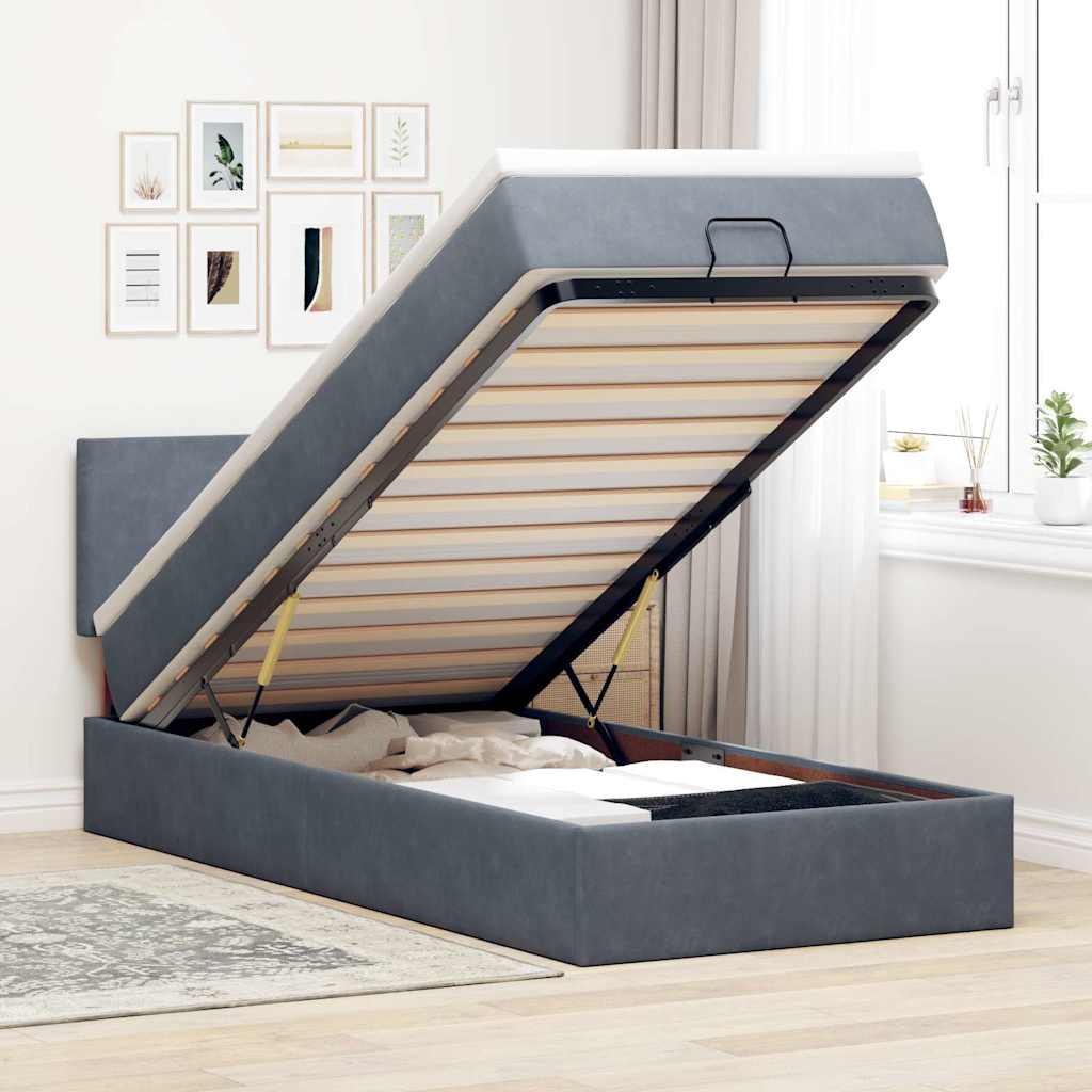 Estructura De Cama Otomana Colchón Terciopelo