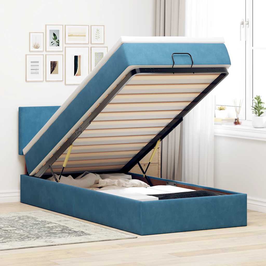 Estructura De Cama Otomana Colchón Terciopelo