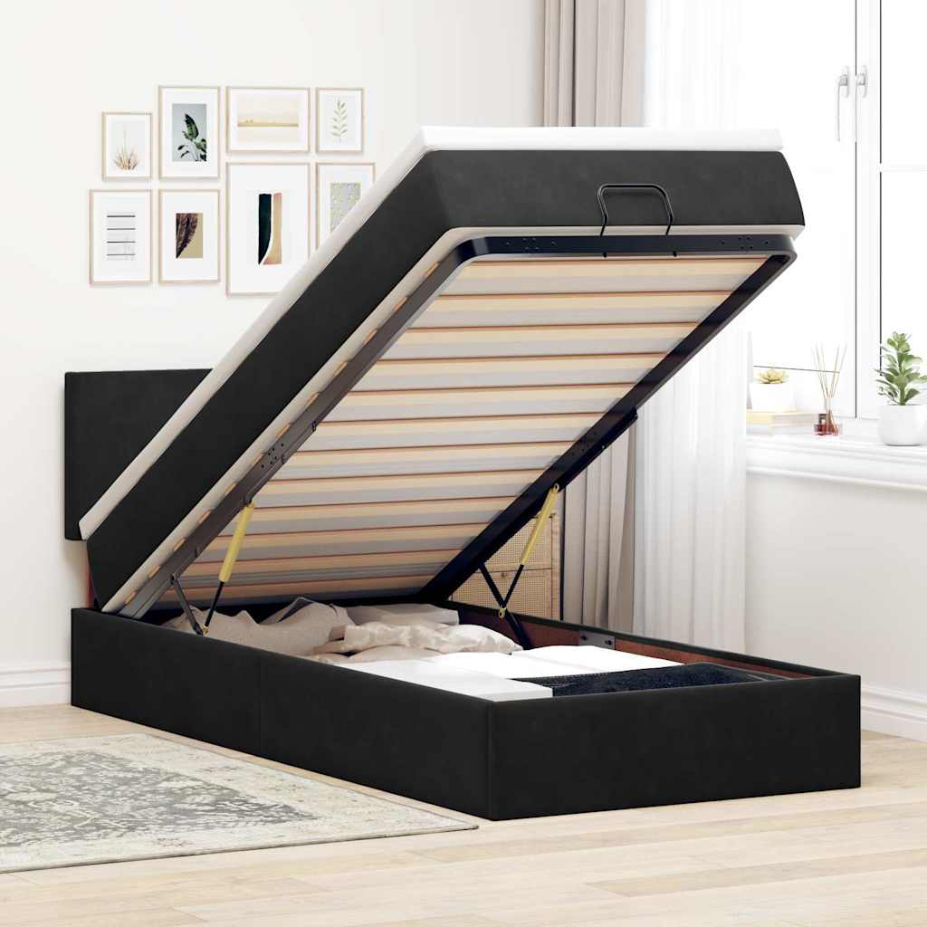 Estructura De Cama Otomana Colchón Terciopelo