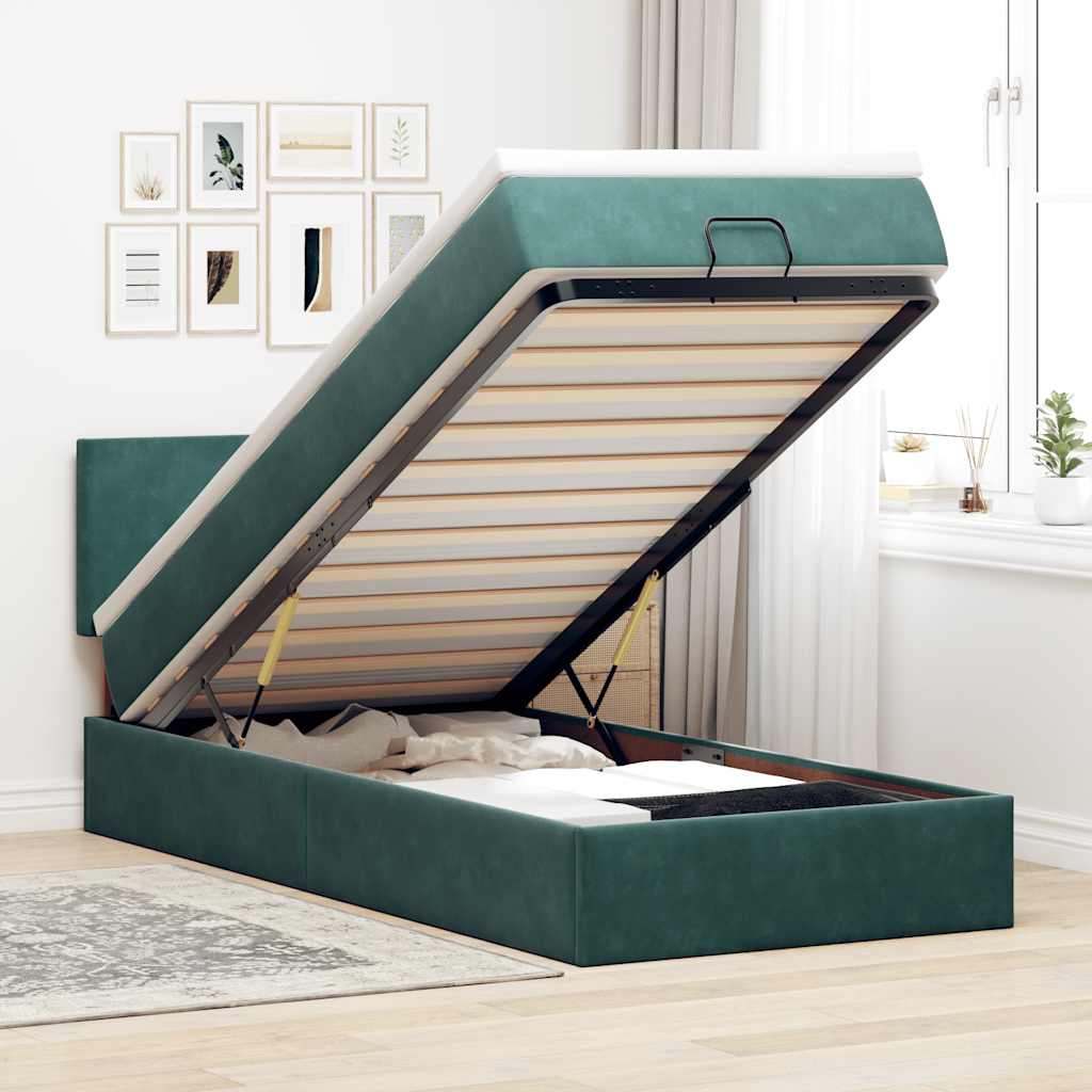 Estructura De Cama Otomana Colchón Terciopelo