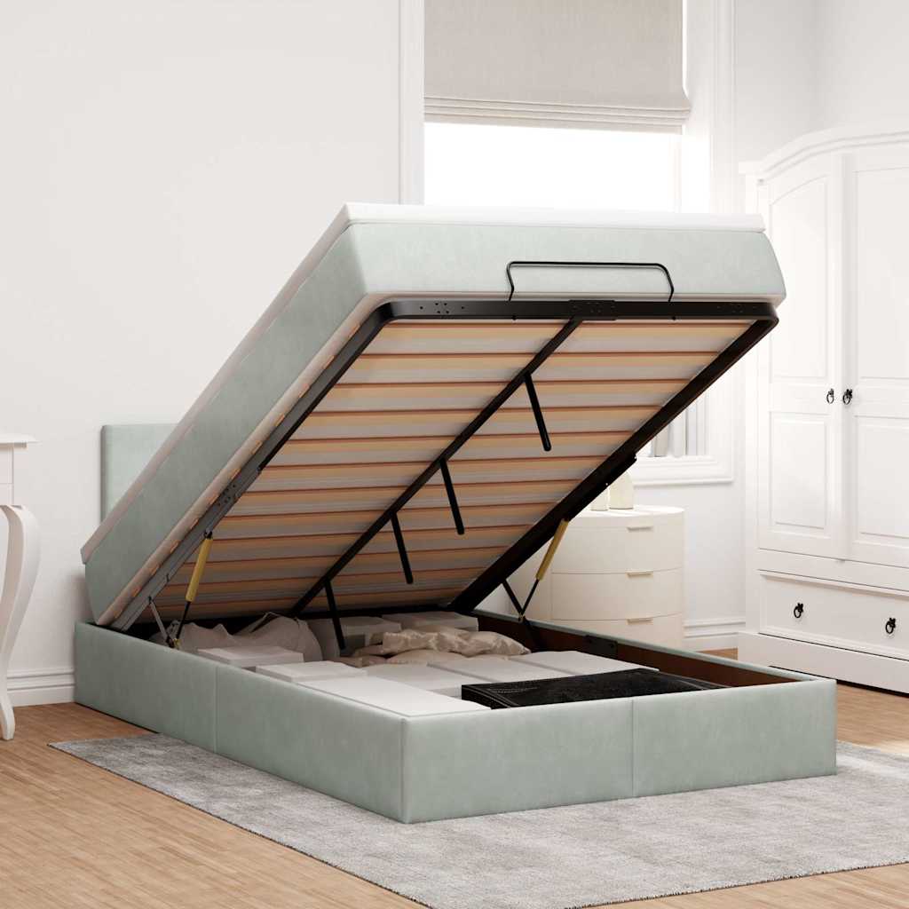 Estructura De Cama Otomana Colchón Terciopelo