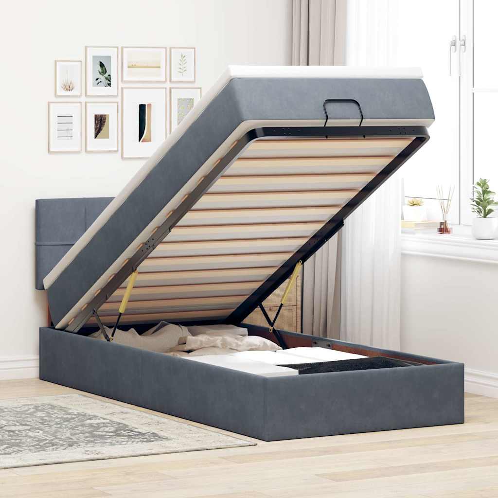 Estructura De Cama Otomana Colchón Terciopelo