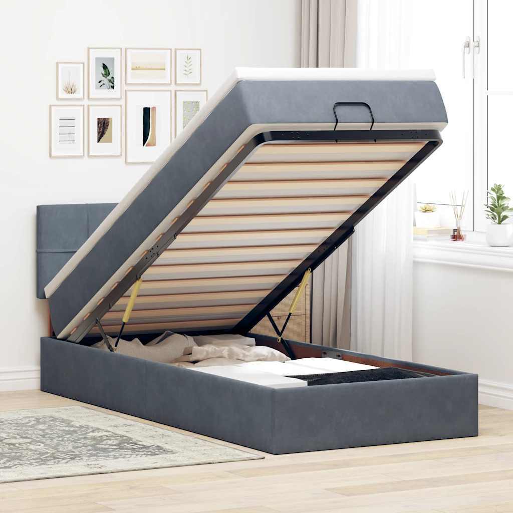 Estructura De Cama Otomana Colchón Terciopelo