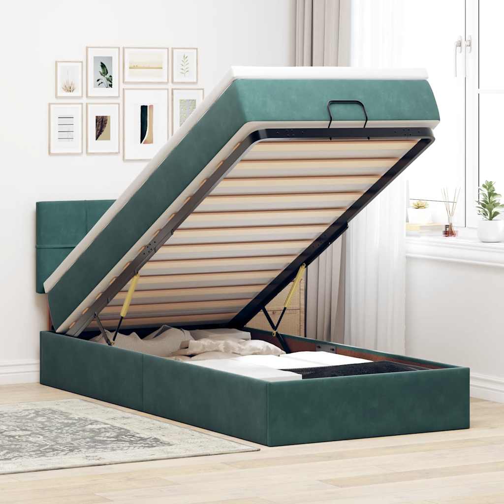 Estructura De Cama Otomana Colchón Terciopelo