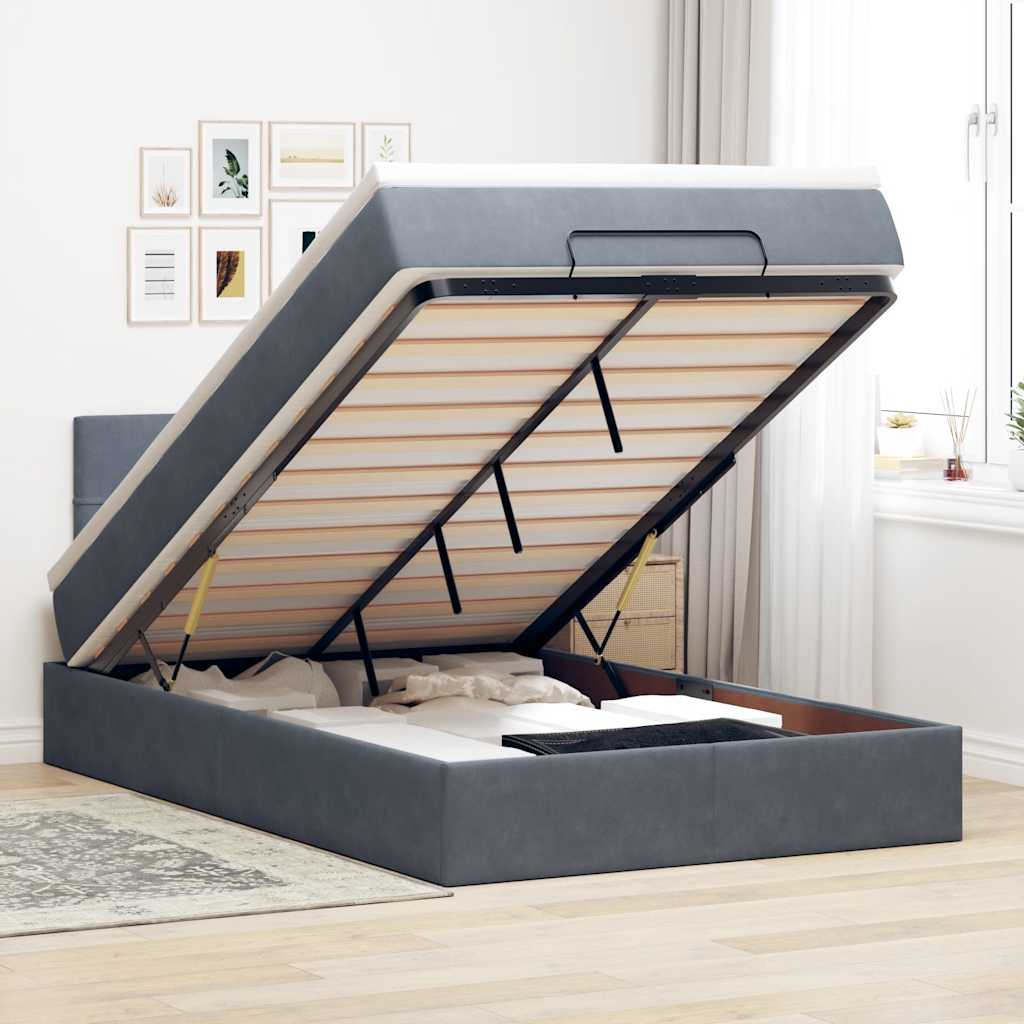 Estructura De Cama Otomana Colchón Terciopelo
