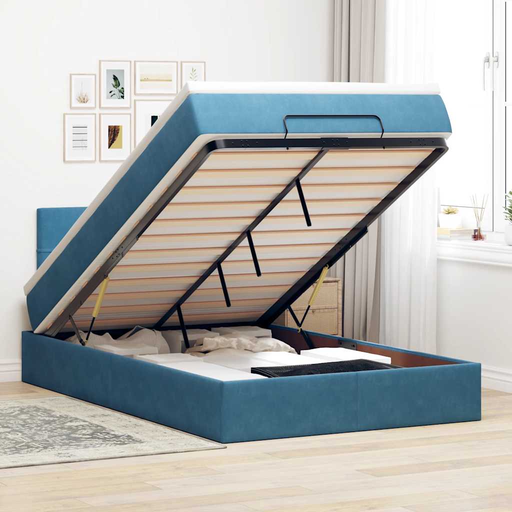 Estructura De Cama Otomana Colchón Terciopelo