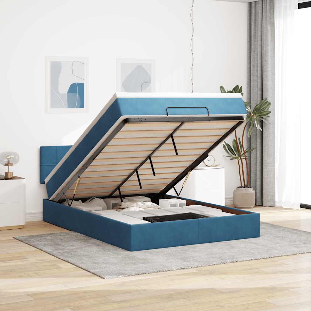 Estructura De Cama Otomana Colchón Terciopelo