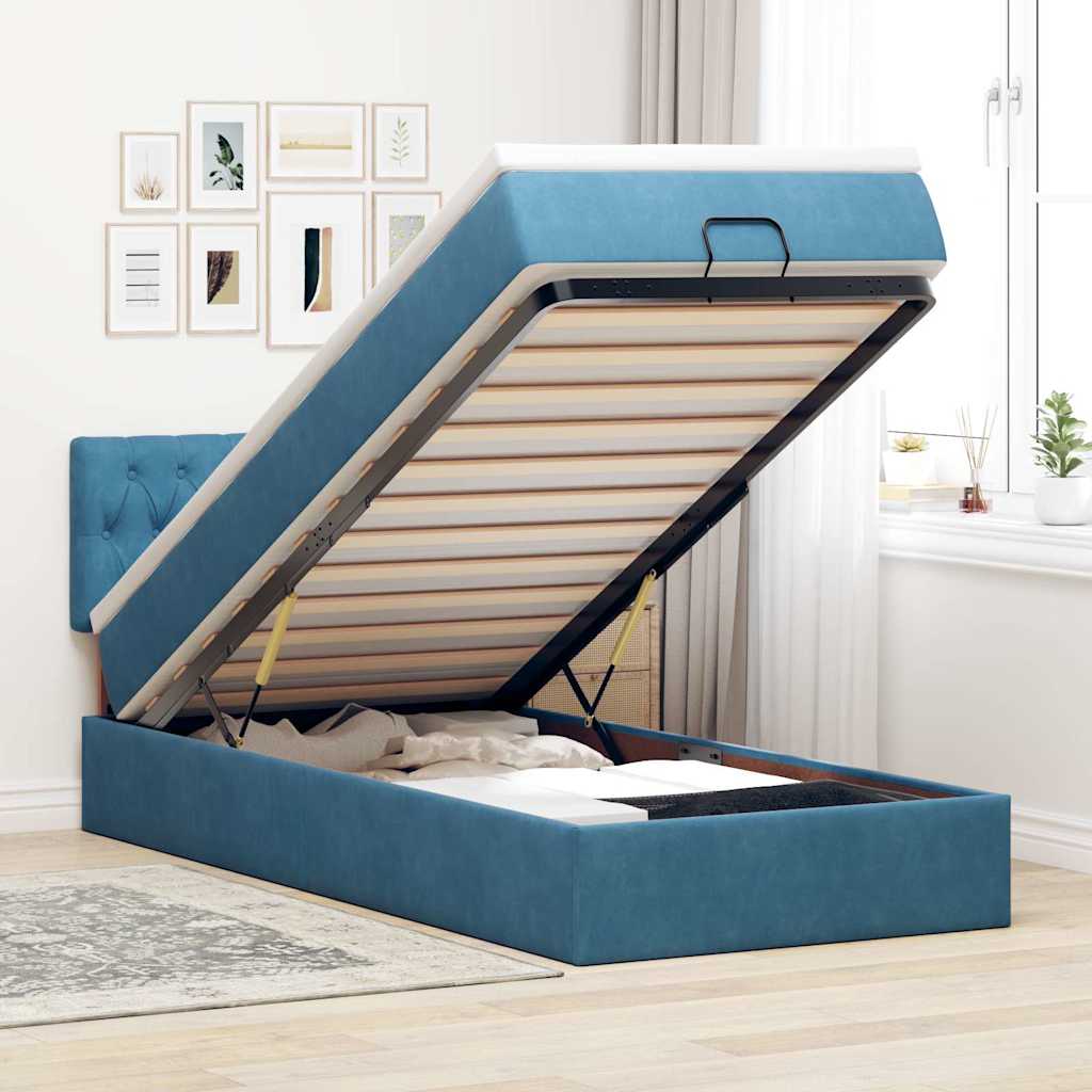 Estructura De Cama Otomana Colchón Terciopelo
