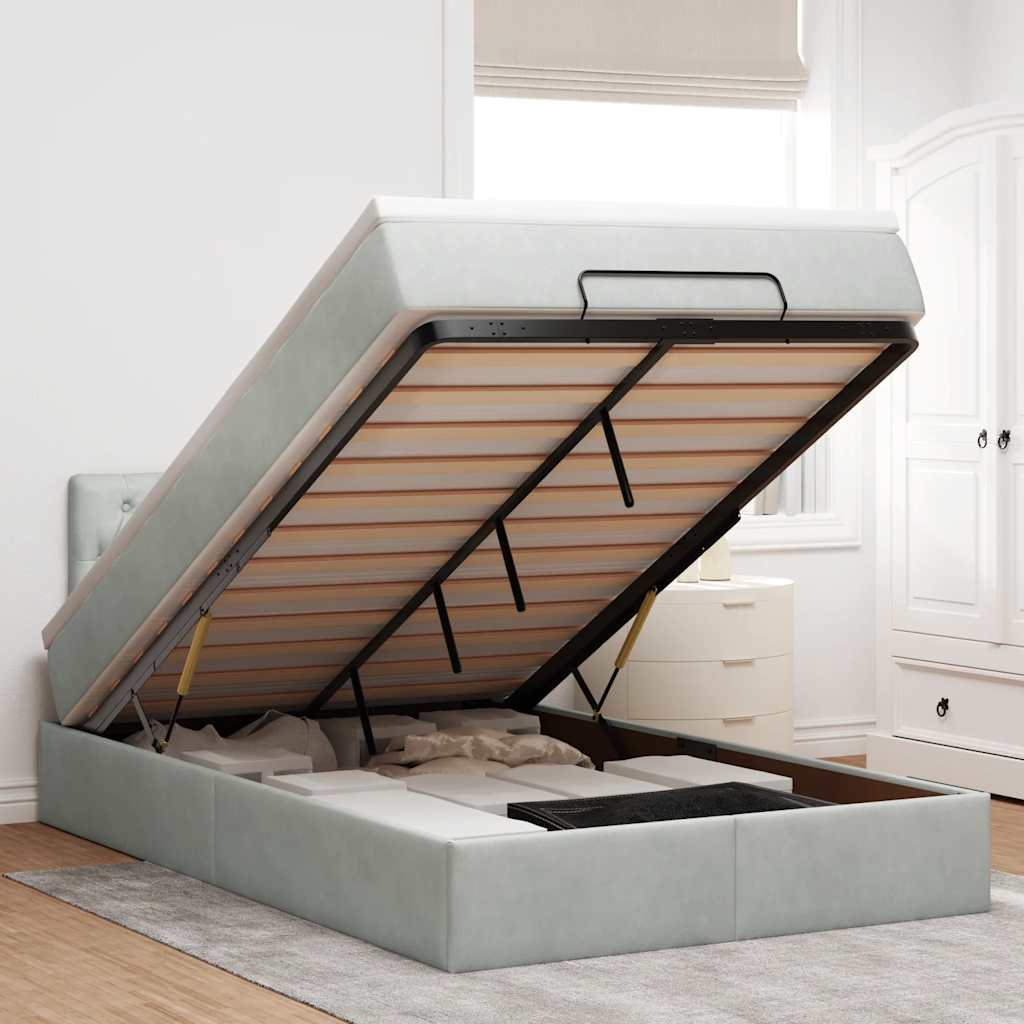 Estructura De Cama Otomana Colchón Terciopelo