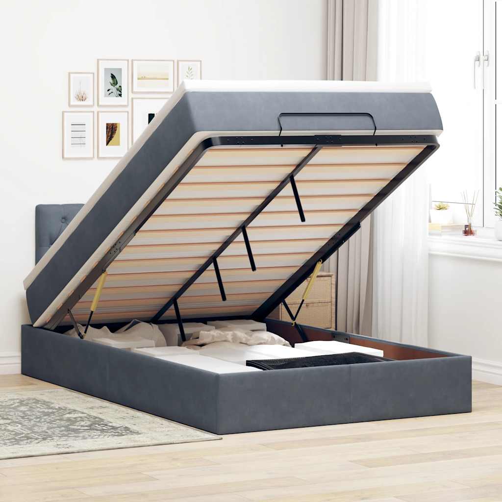 Estructura De Cama Otomana Colchón Terciopelo