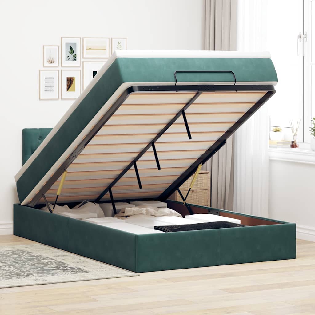 Estructura De Cama Otomana Colchón Terciopelo