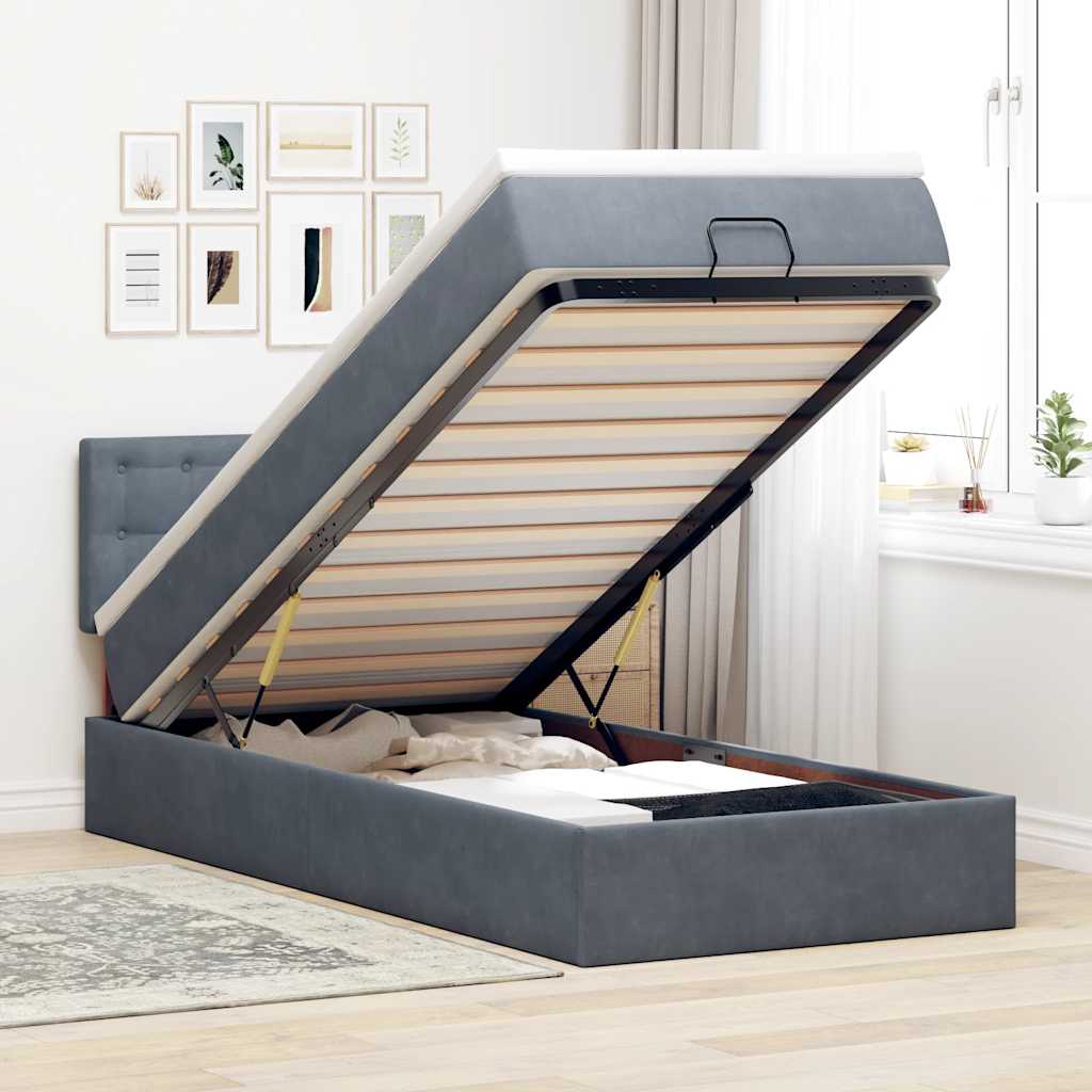 Estructura De Cama Otomana Colchón Terciopelo