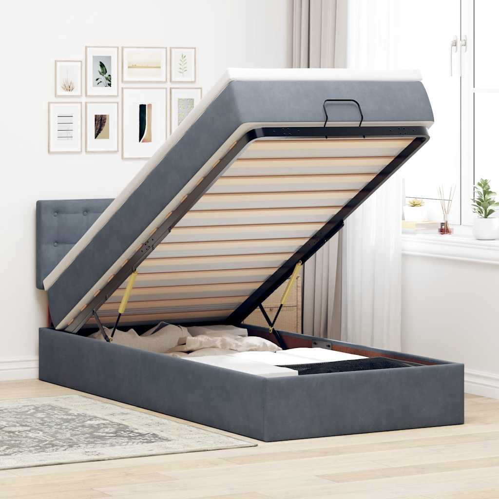 Estructura De Cama Otomana Colchón Terciopelo