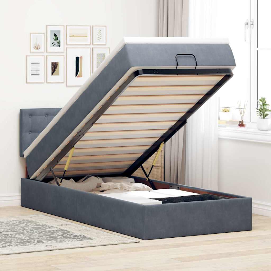 Estructura De Cama Otomana Colchón Terciopelo