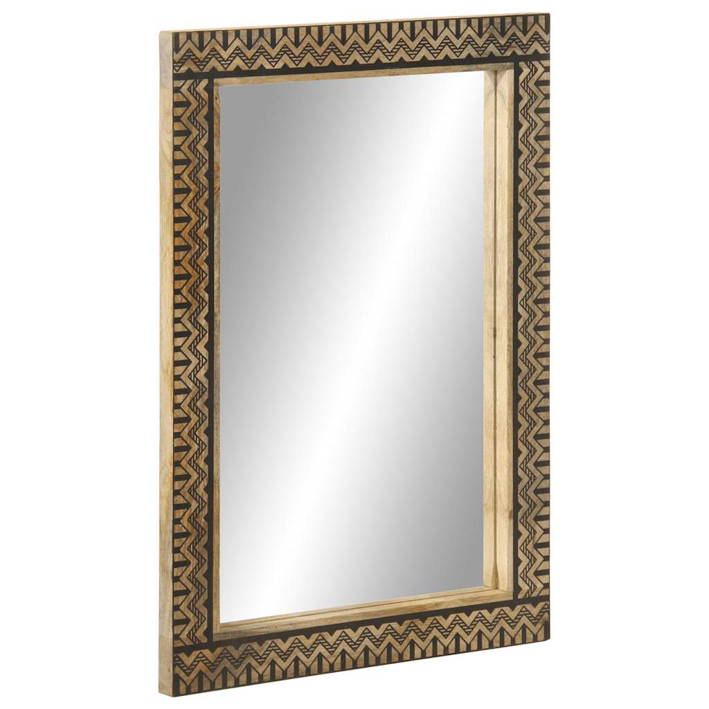 Espejo De Baño Madera Maciza De Mango Y Vidrio 50X70 Cm