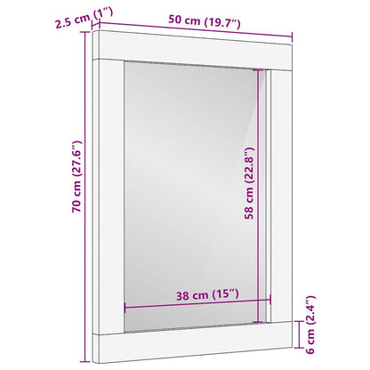 Espejo De Baño Madera Maciza De Mango Y Vidrio 50X70 Cm