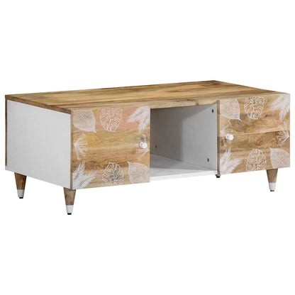 Mesa De Centro De Madera Maciza Mango 100X54X40 Cm